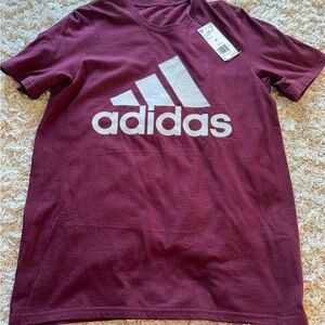 Adidas Men's Burgundy Tee with White Logo